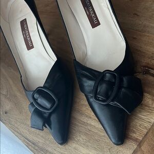 Designer Black Leather Heels Italy